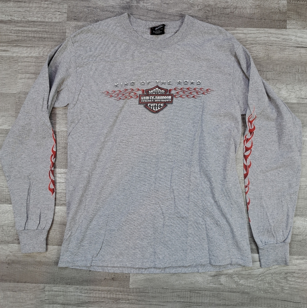 Vintage 2004 Harley Davidson Oxford England Long Sleeve Shirt Double Sided